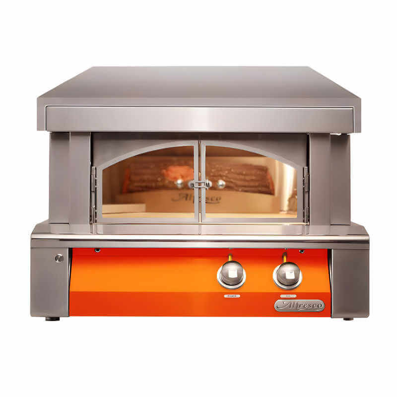 Alfresco 30-Inch Built-in Outdoor Pizza Oven Plus Luminous Orange-Gloss