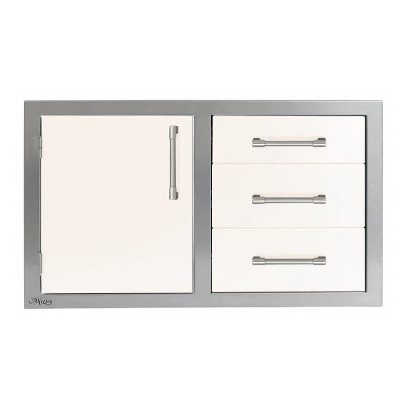 Alfresco 32-Inch Stainless Steel Left-Hinged Soft-Close Door & Triple Drawer Combo - Signal White-Gloss - AXE-DDC-L-SC-S9003