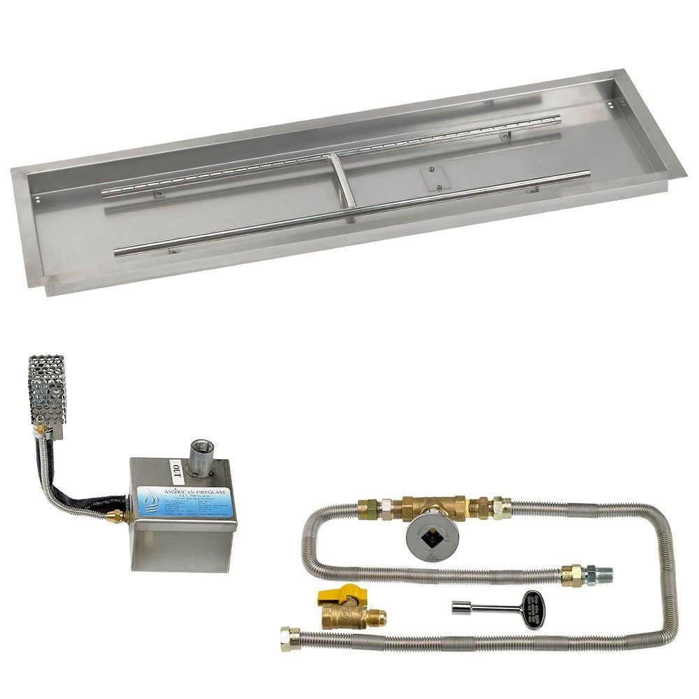 American Fire Glass 48" x 14" Rectangular Stainless Steel Drop-In Pan with AWEIS System