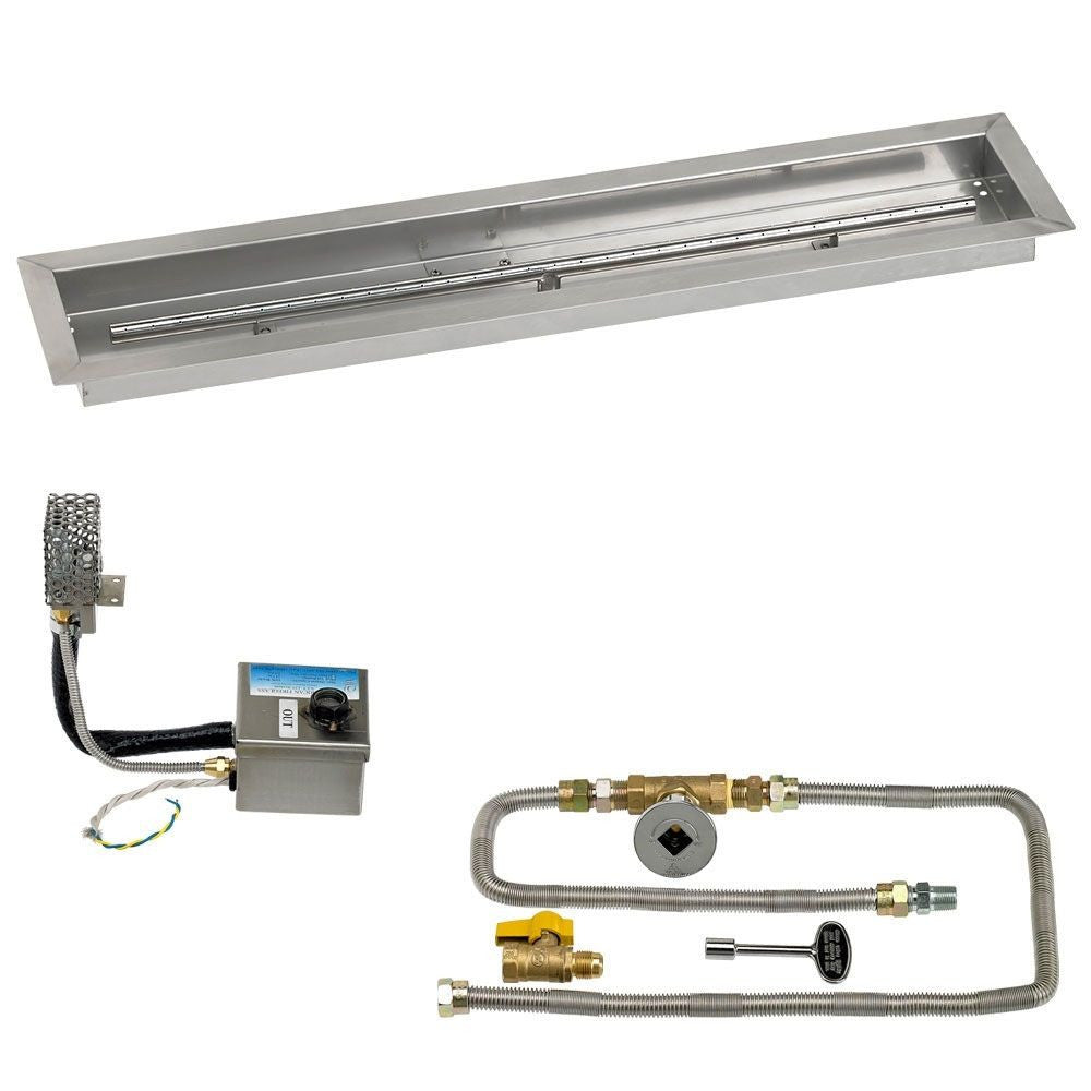 American Fire Glass 36" x 6" Stainless Steel Linear Channel Drop-In Pan with AWEIS System