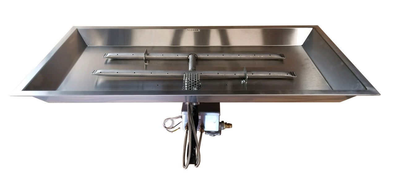 COOKE 35" x 17" Rectangular Fire Pit Kit w/ AWEIS and Optional Lid