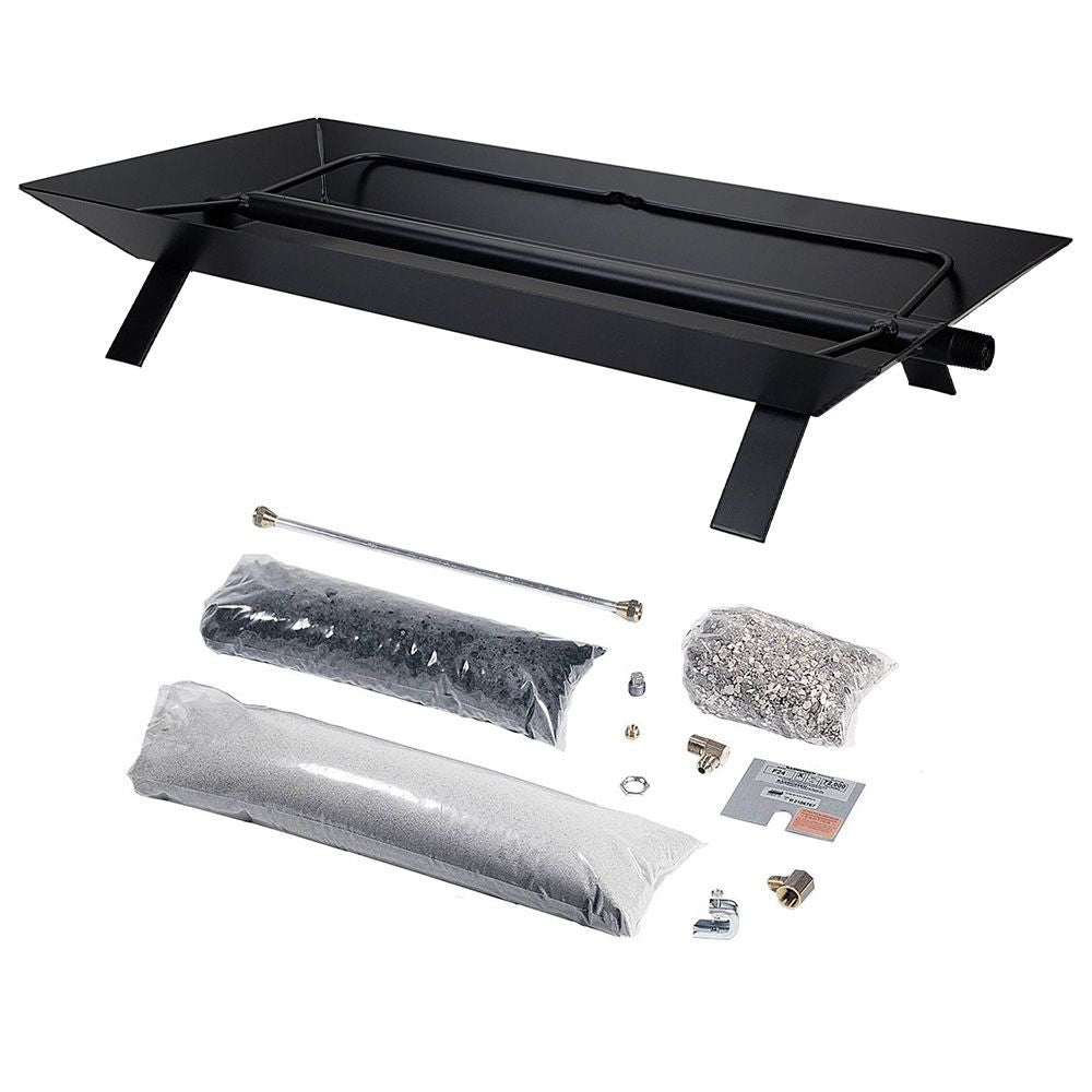 Rasmussen CS Custom Pan Vented Fireplace Burner Kit with Strap Legs