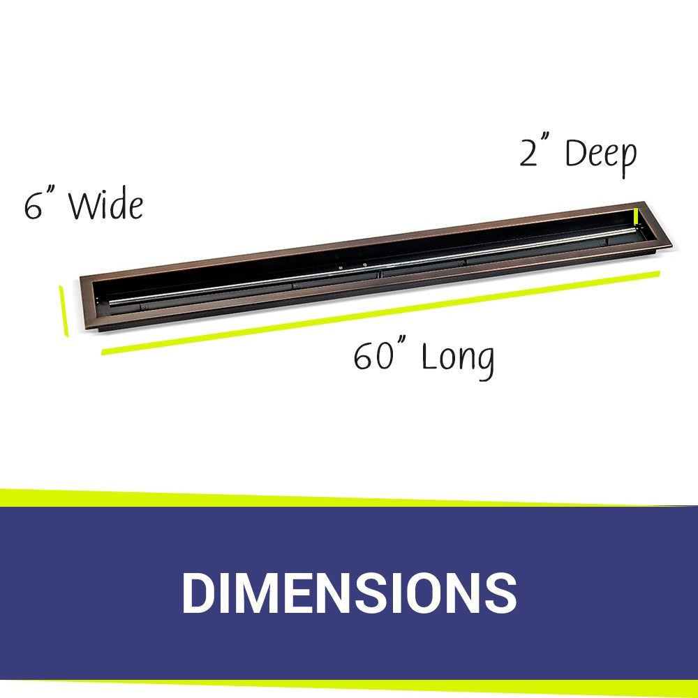 American Fire Glass Linear Oil Rubbed Bronze Drop-in Pan with Burner - OB-LCB-60