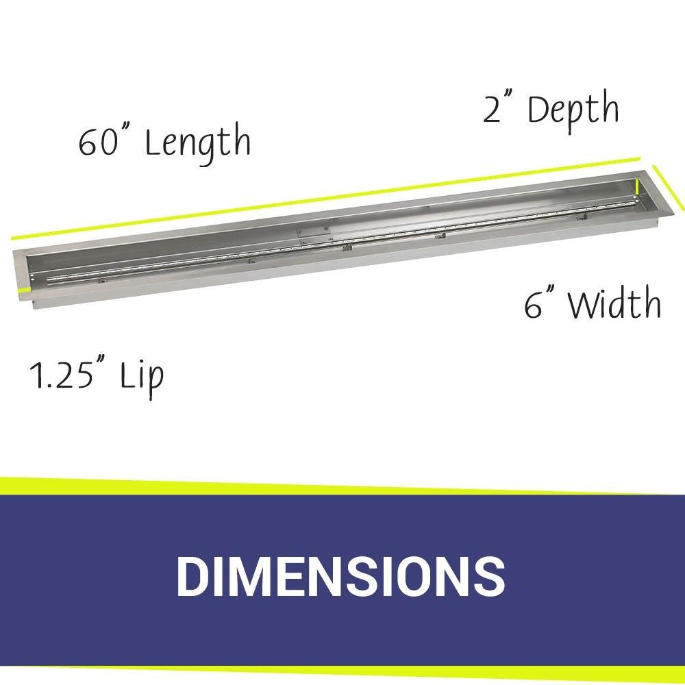 American Fire Glass 60" x 6" Stainless Steel Linear Channel Drop-In Pan with AWEIS System - Bundle