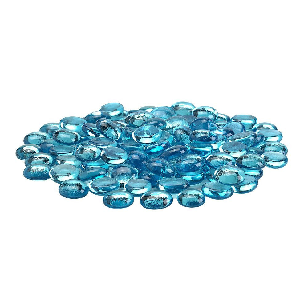 American Fire Glass 1/2-Inch Fire Glass Beads, 10-Pounds, Aqua Blue Luster