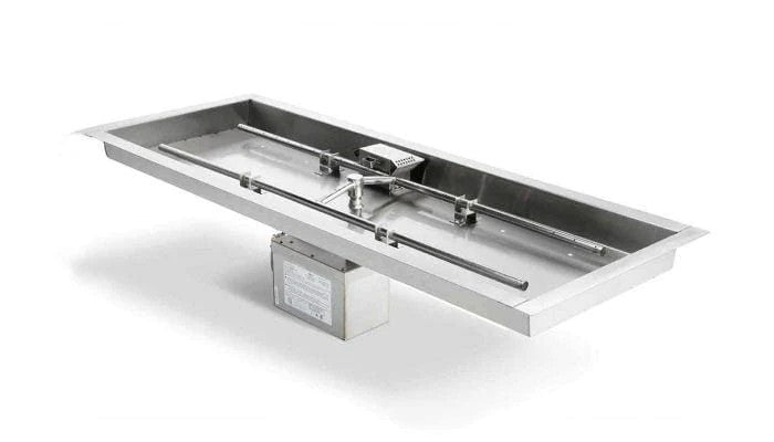 HPC Fire 66"x16" Rectangle H-Burner Bowl Pan Electronic Ignition Fire Pit Insert