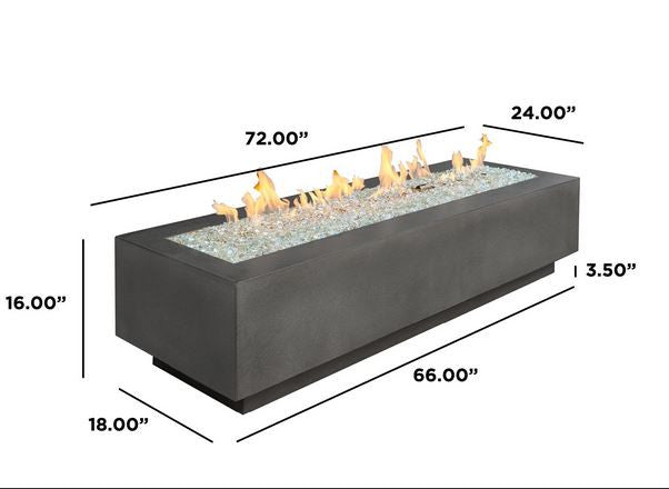 Outdoor Greatroom - Midnight Mist Cove 72" Linear Gas Fire Pit Table