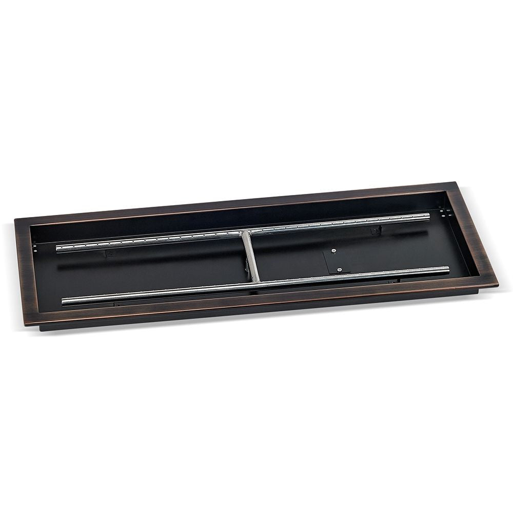 American Fire Glass Rectangular Oil Rubbed Bronze Drop-in Pan with Burner - OB-AFPP-36