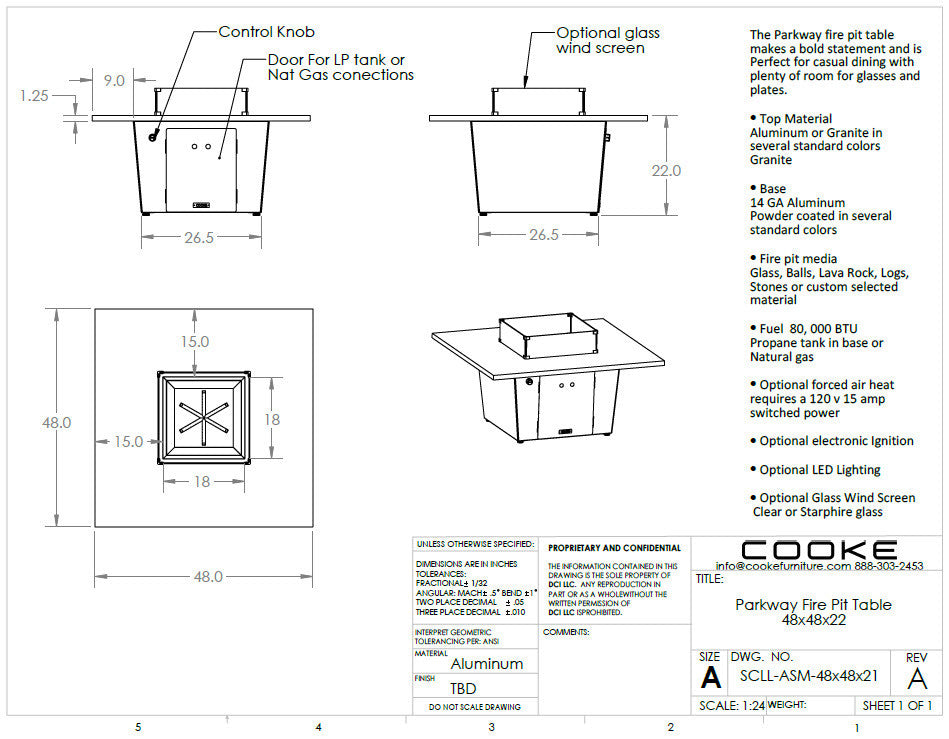 Parkway Fire Pit Table for Sm Pan