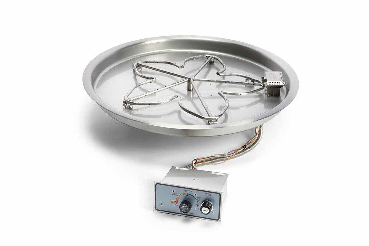 Hearth Products Contorls - 19" Round Bowl Pan Insert with Penta Burner - Push Button Ignition