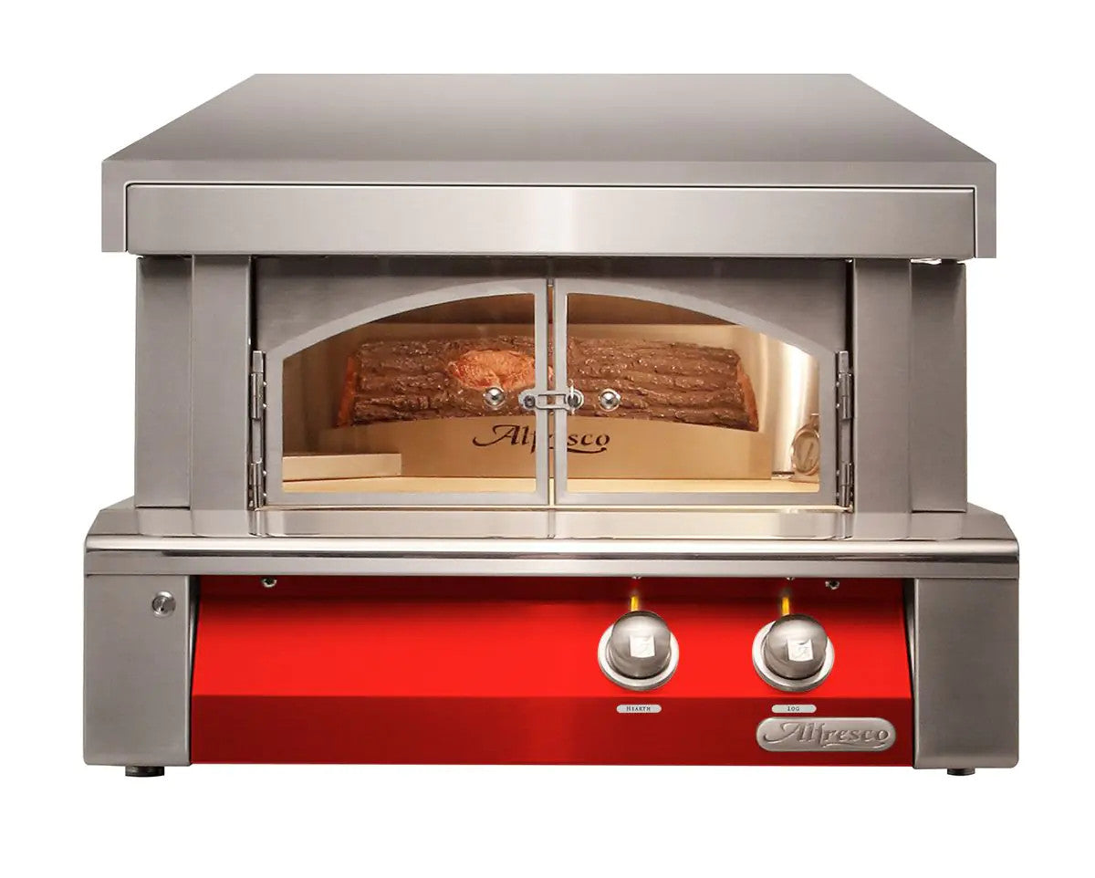 Alfresco 30-Inch Built-In Propane Outdoor Pizza Oven Plus - Carmine Red-Gloss