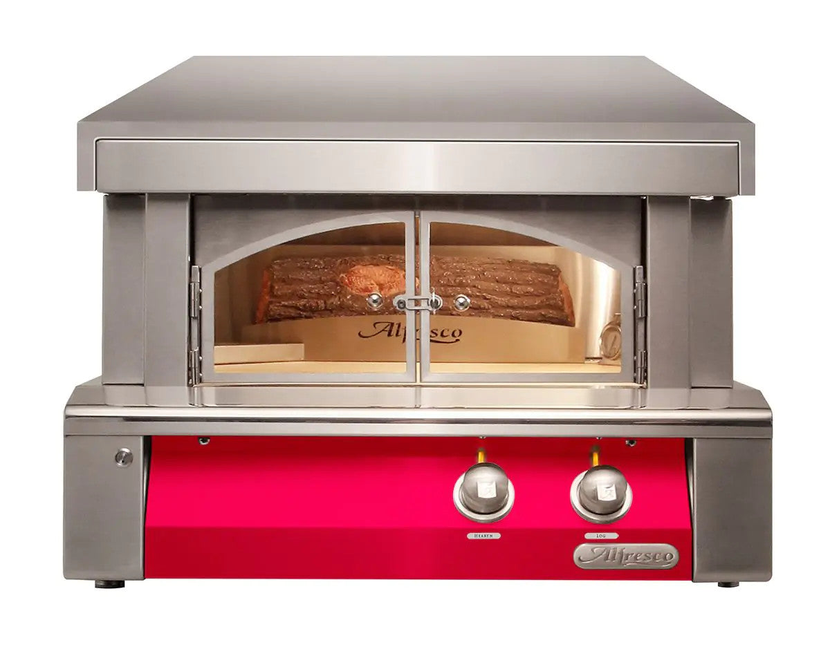 Alfresco 30-Inch Built-In Propane Outdoor Pizza Oven Plus - Raspberry Red-Gloss