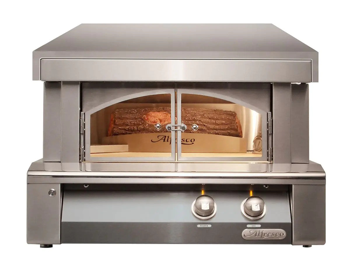 Alfresco 30-Inch Built-In Propane Outdoor Pizza Oven Plus - Signal Grey-Gloss