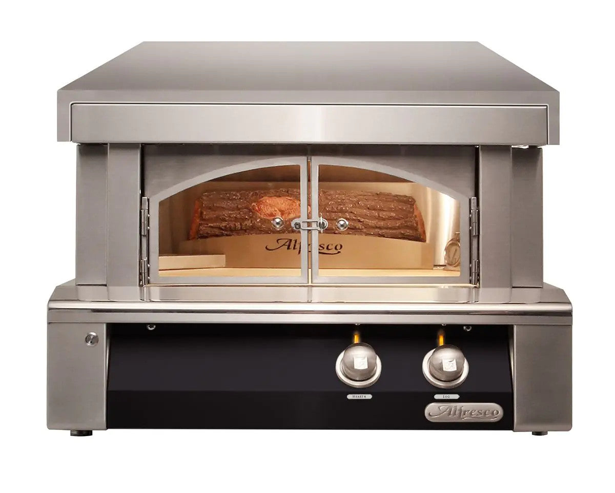 Alfresco 30-Inch Built-In Propane Outdoor Pizza Oven Plus - Jet Black-Gloss