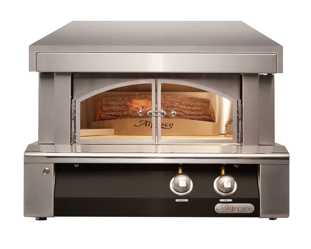 Alfresco 30-Inch Built-In Propane Outdoor Pizza Oven Plus - Jet Black-Matte