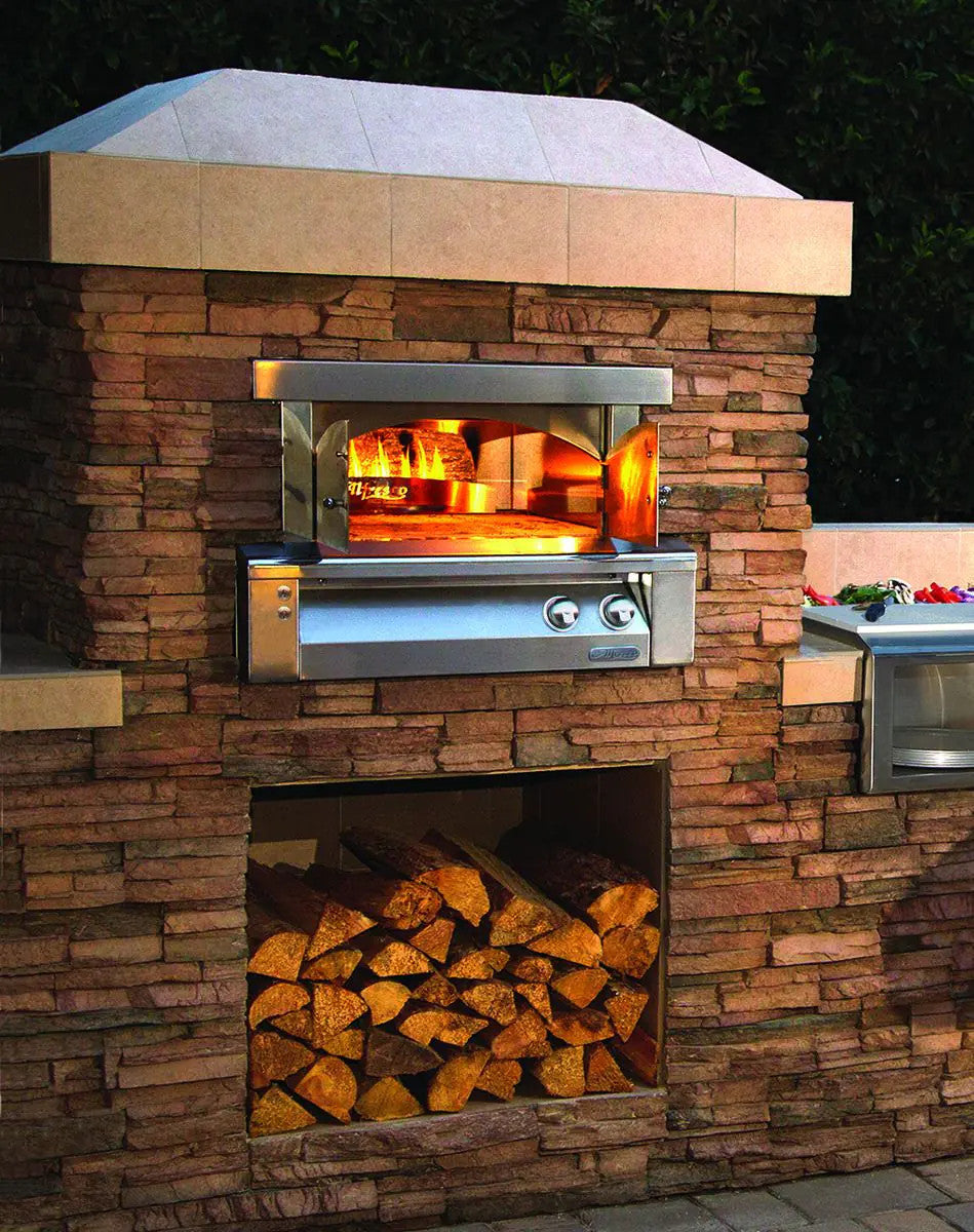 Alfresco 30-Inch Built-In Propane Outdoor Pizza Oven Plus - Signal White-Matte