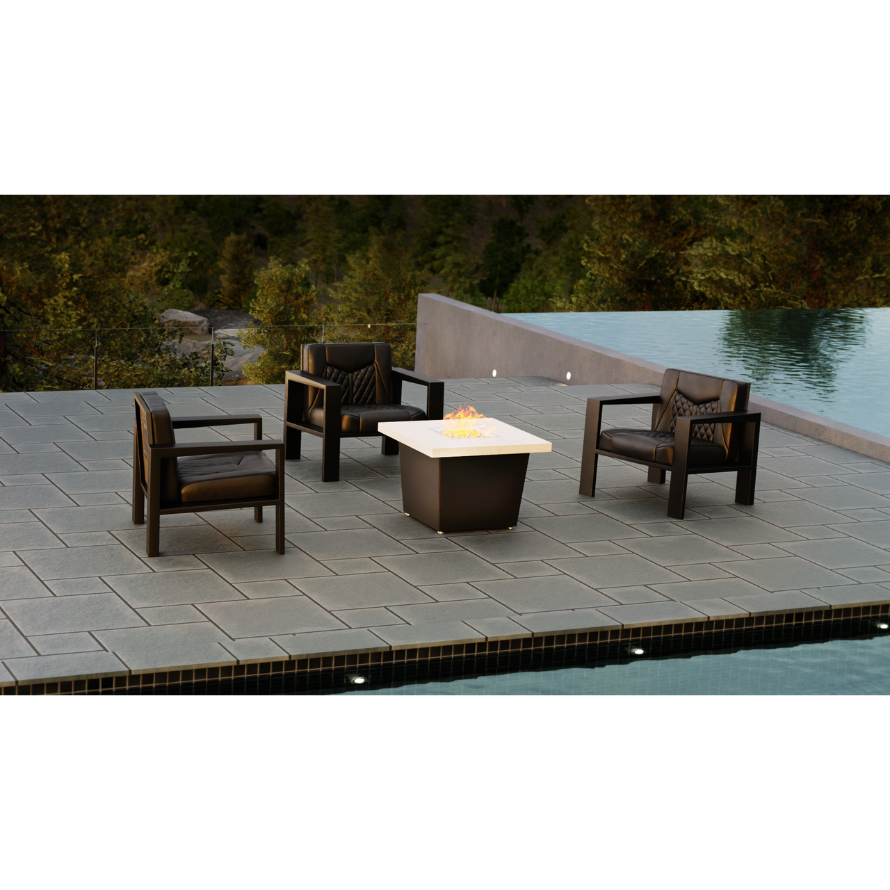 COOKE Parkway Fire Pit Table 30" x 30" x 21" - Aluminum Top