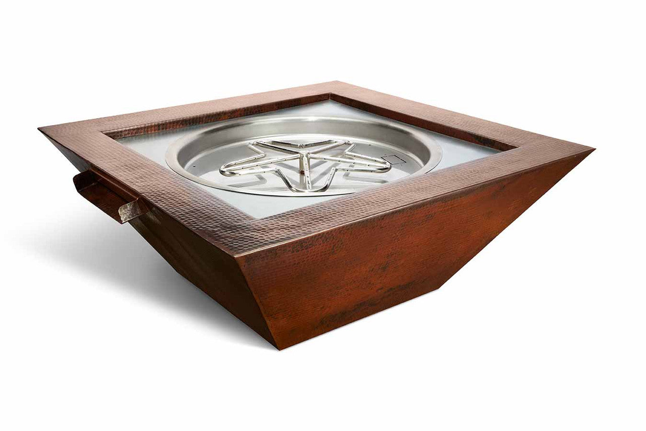 Hearth Products Controls - Sedona Copper Square Fire & Water Bowl - 40" x 40" x 16" - Match Lit