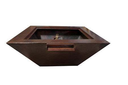 Hearth Products Controls - Sedona Copper Square Fire & Water Bowl - 40" x 40" x 16" - Match Lit