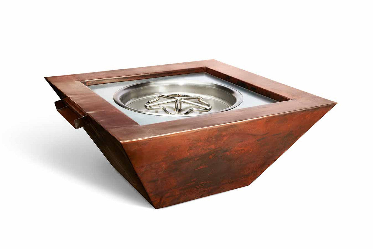 Hearth Products Controls - Sierra Copper Square Fire & Water Bowl - 36" x 36" x 16" - Match Lit