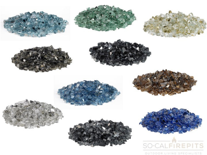 American Fire Glass - 1/2" Reflective Fire Glass- Multiple Color Options - 10 lbs
