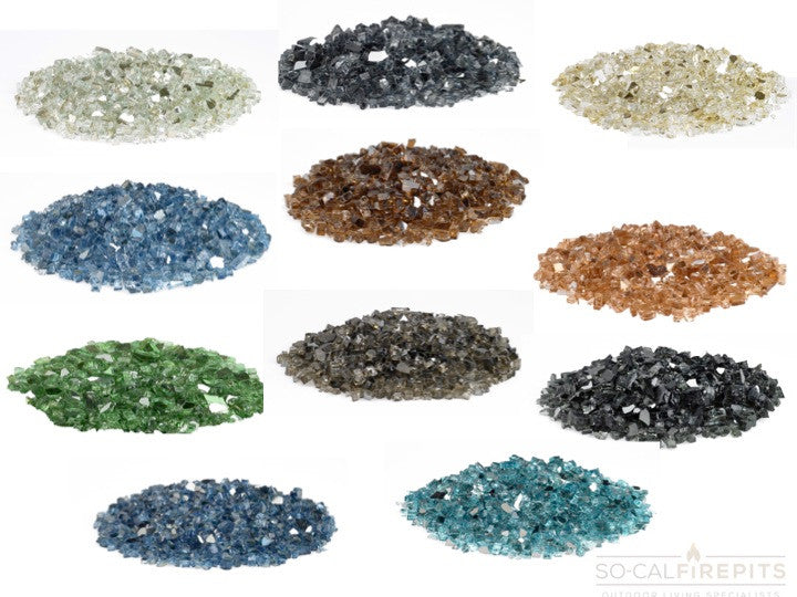 American Fire Glass - 1/4" Reflective Fire Glass- Multiple Color Options - 10 lbs