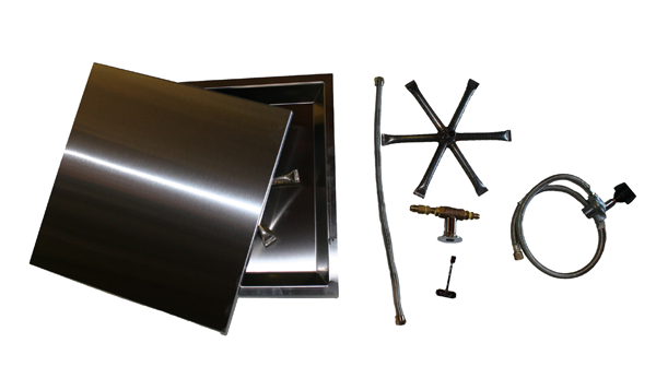COOKE 24" x 24" Square Fire Pit Kit w/ Optional Lid