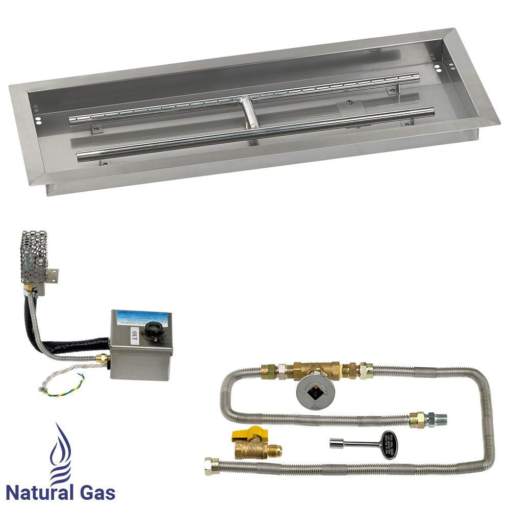American Fire Glass 30" x 10" Rectangular Stainless Steel Drop-In Pan with AWEIS System