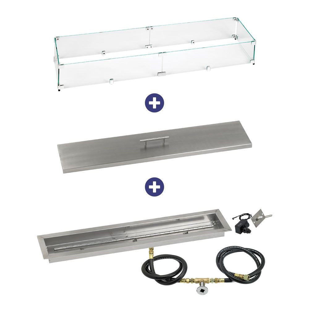 American Fire Glass 36" x 6" Linear Channel Drop-In Pan with Spark Ignition Kit - Bundle