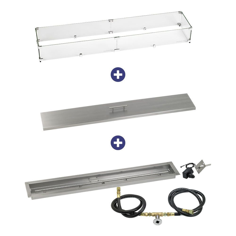 American Fire Glass 48" x 6" Linear Channel Drop-In Pan with Spark Ignition Kit - Bundle