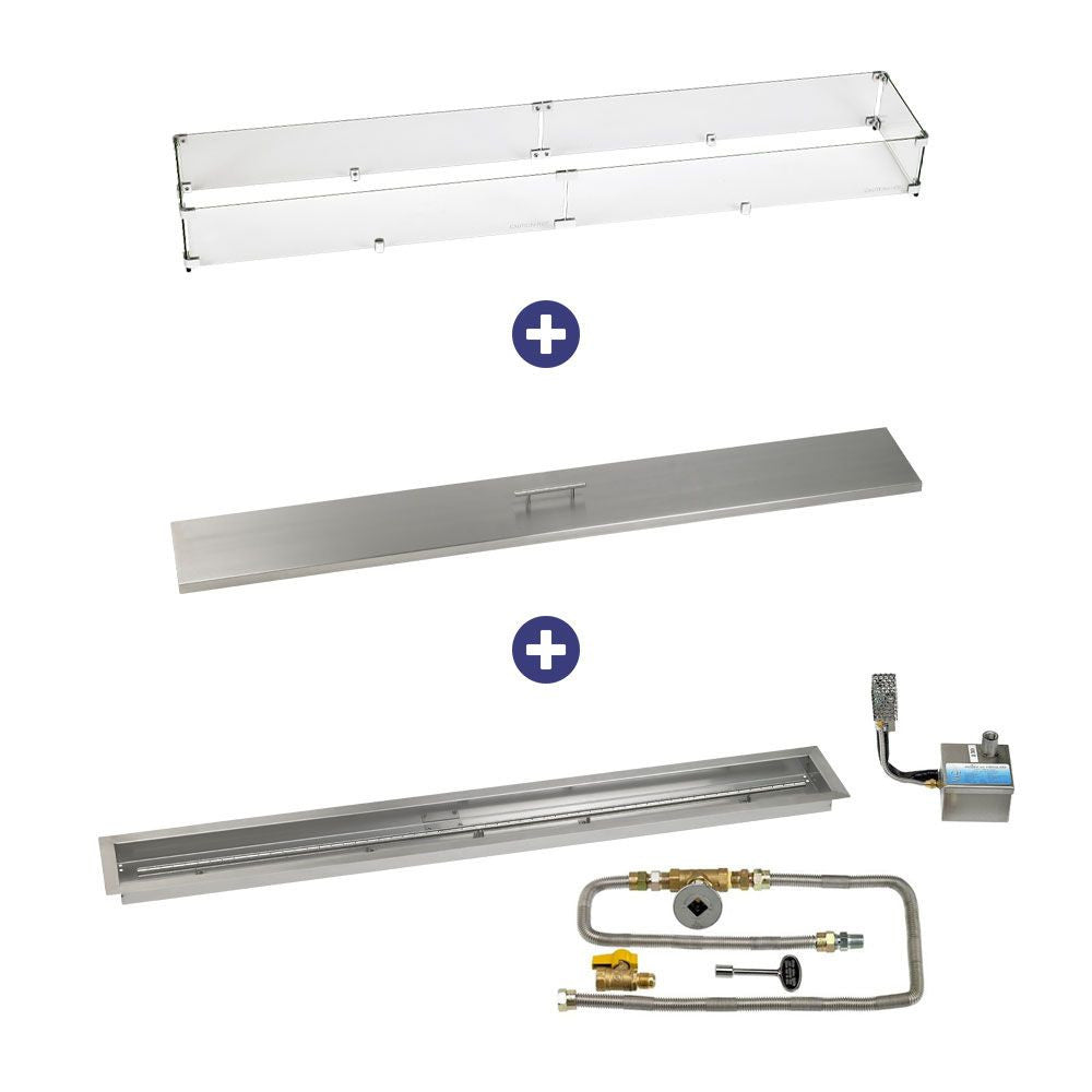 American Fire Glass 60" x 6" Stainless Steel Linear Channel Drop-In Pan with AWEIS System - Bundle