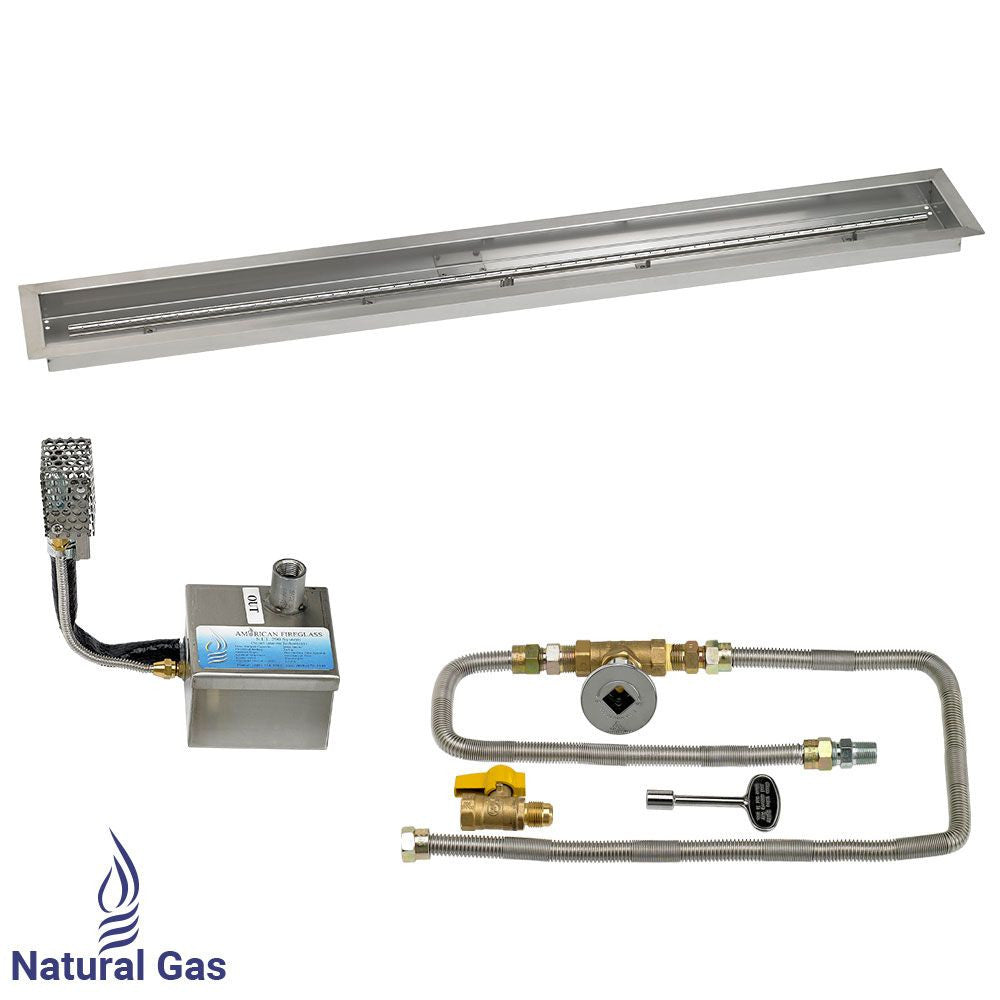 American Fire Glass 60" x 6" Stainless Steel Linear Channel Drop-In Pan with AWEIS System