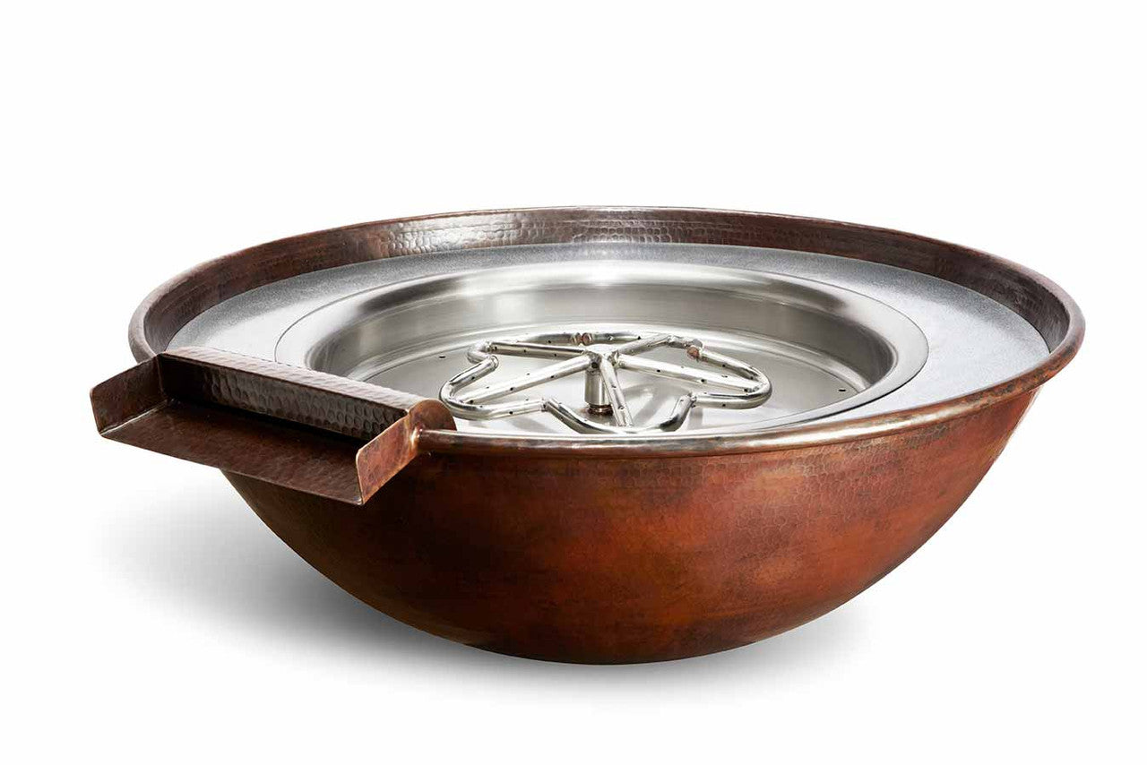 Hearth Products Controls - Tempe Copper Round Gas Fire & Water Bowl - 31" Diameter  x 10.5" - Electronic Ignition