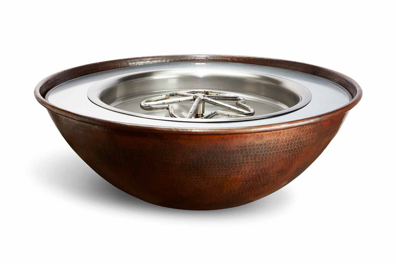Hearth Products Controls - Tempe Copper Round Gas Fire Bowl - 31" Diameter x 10.5" - Electronic Ignition