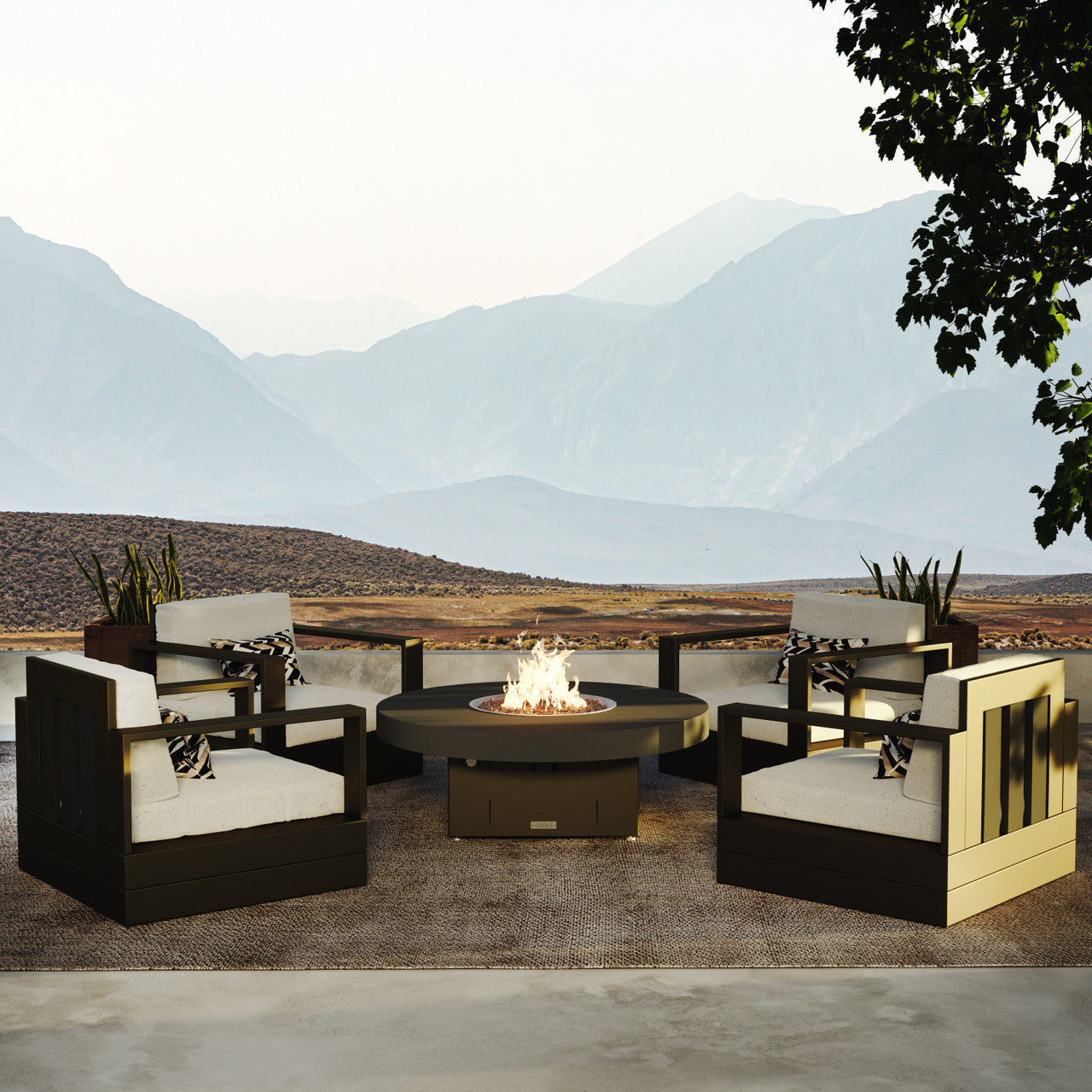 COOKE Santa Barbara Fire Pit Table 48" Diameter x 17" - Aluminum Top