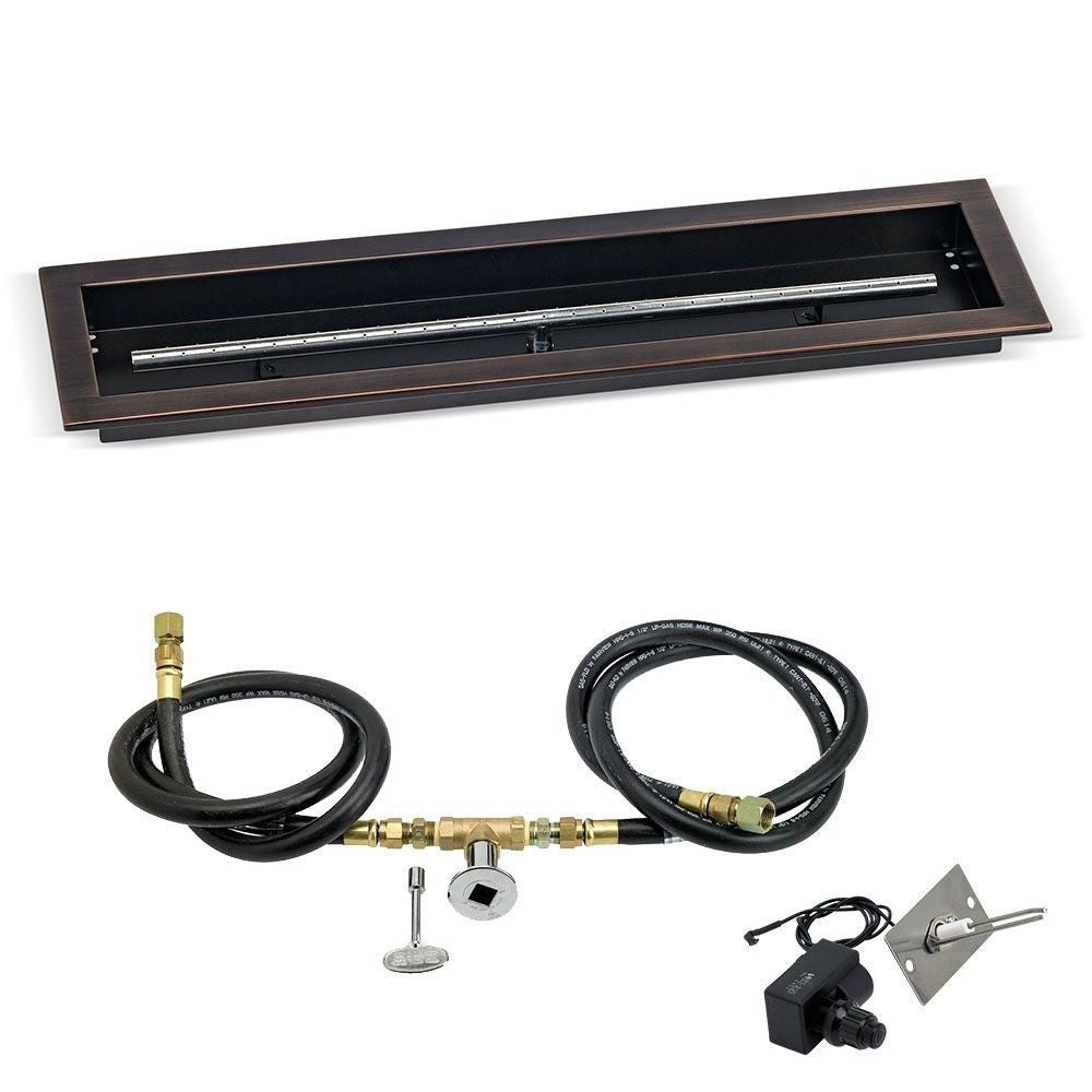 American Fire Glass 30"x 6" Linear Oil Rubbed Bronze Drop-In Pan with Spark Ignition Kit