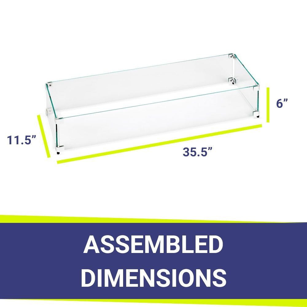 American Fire Glass Linear Glass Flame Guard For 30" X 6" Linear Drop-In Fire Pit Pan