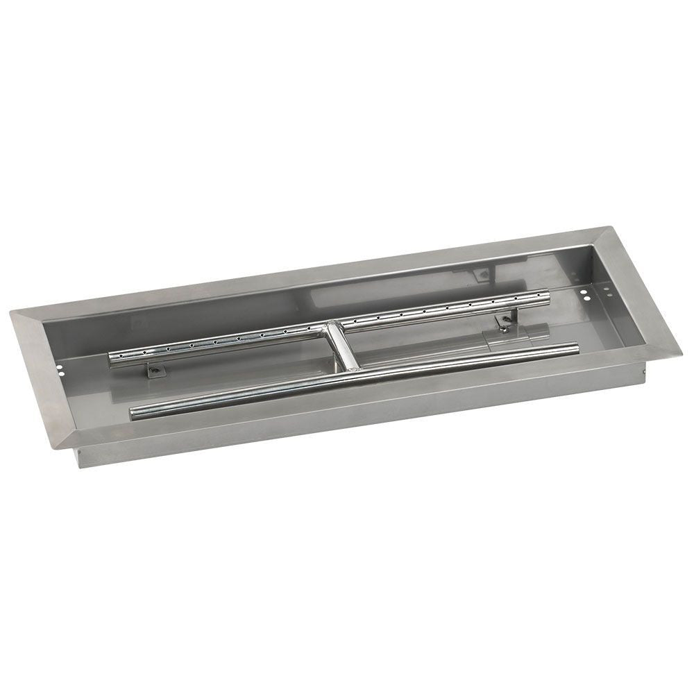 American Fire Glass 24" x 8" Rectangular Stainless Steel Drop-In Pan with Spark Ignition Kit