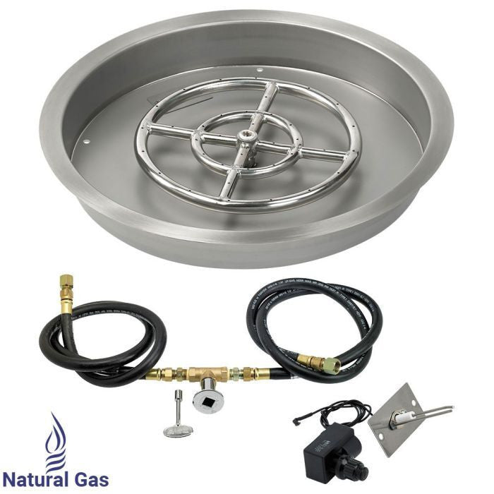 American Fire Glass Round Drop-in Fire Pit Burner Pan Spark Ignition Kit