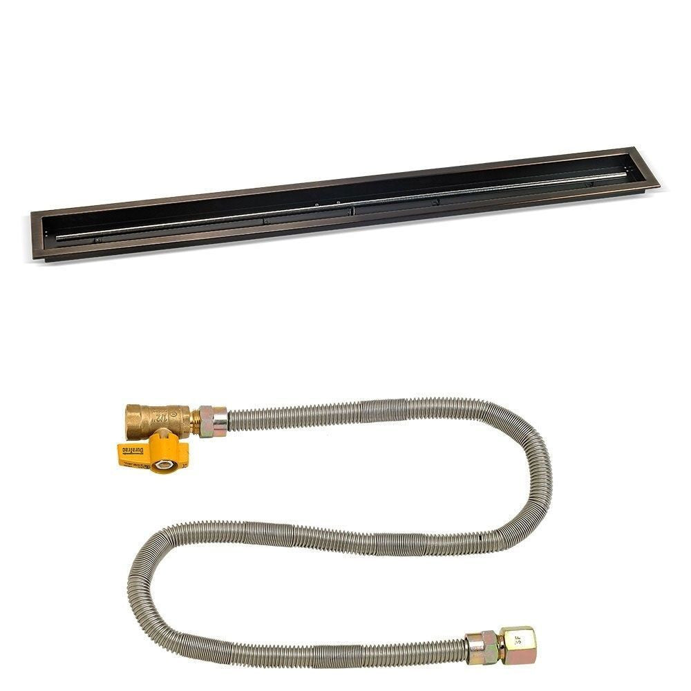 American Fire Glass 72"x 6" Linear Oil Rubbed Bronze Drop-In Pan with Match Light Kit