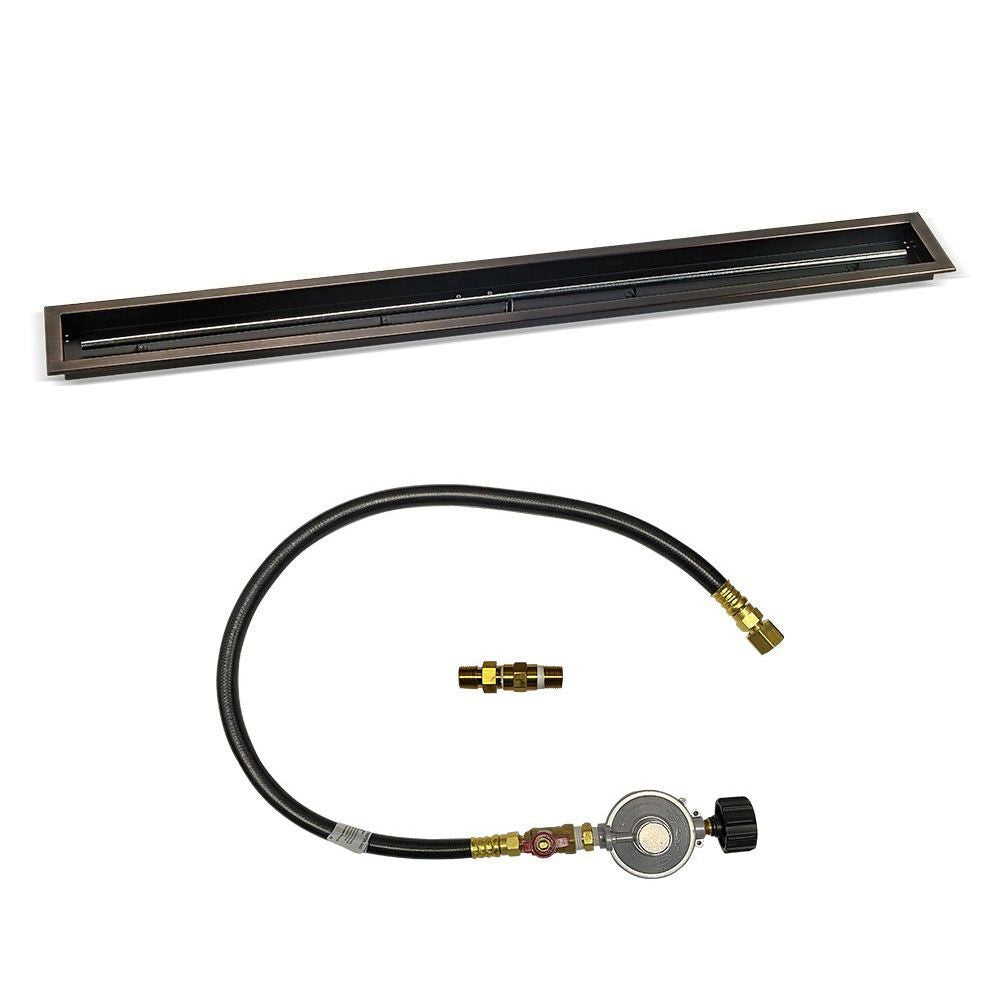American Fire Glass 36"x 6" Linear Oil Rubbed Bronze Drop-In Pan with Match Light Kit