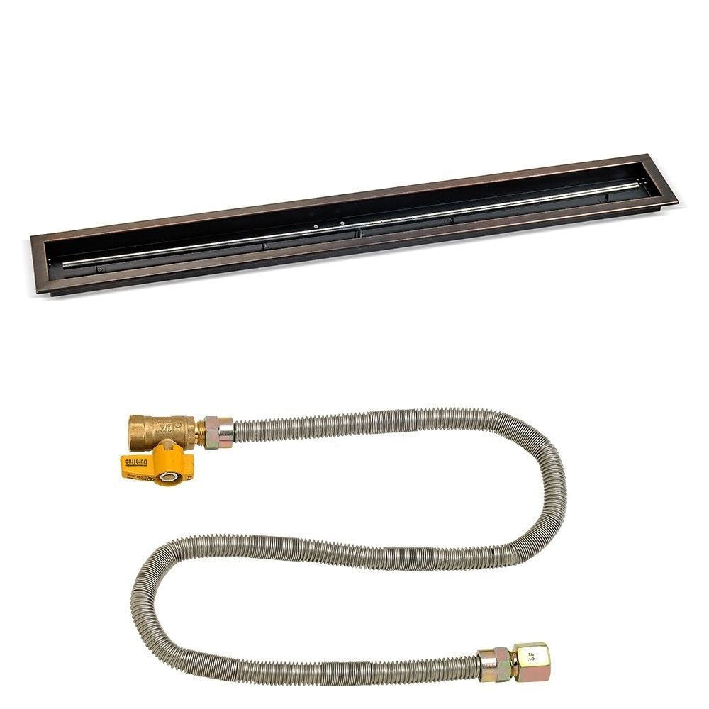 American Fire Glass 60"x 6" Linear Oil Rubbed Bronze Drop-In Pan with Match Light Kit