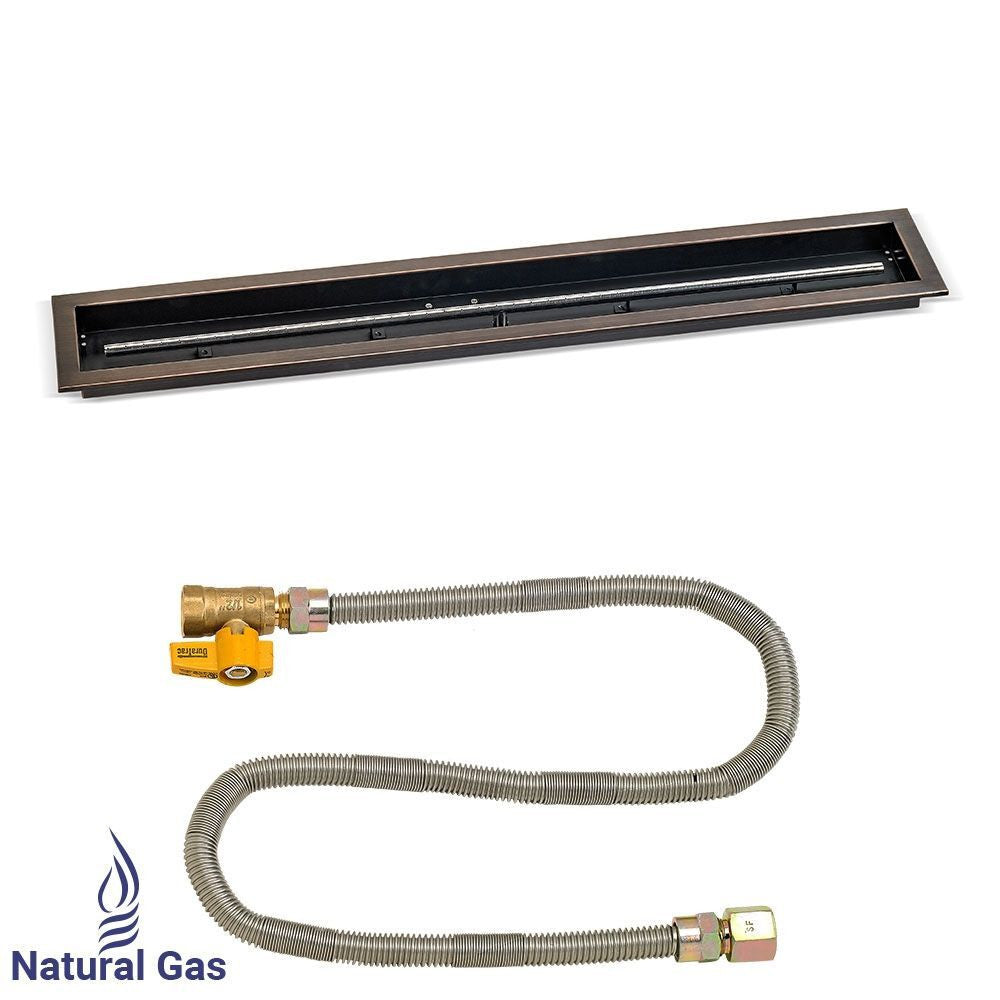 American Fire Glass 48"x 6" Linear Oil Rubbed Bronze Drop-In Pan with Match Light Kit