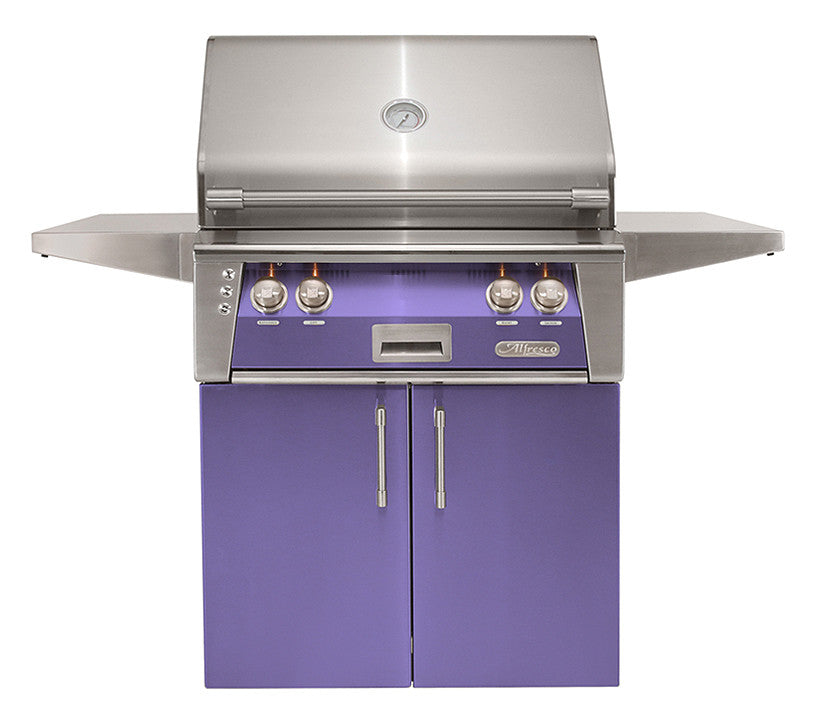 Alfresco - 30" ALXE Luxury Grill On Cart - Freestanding - Blue Lilac