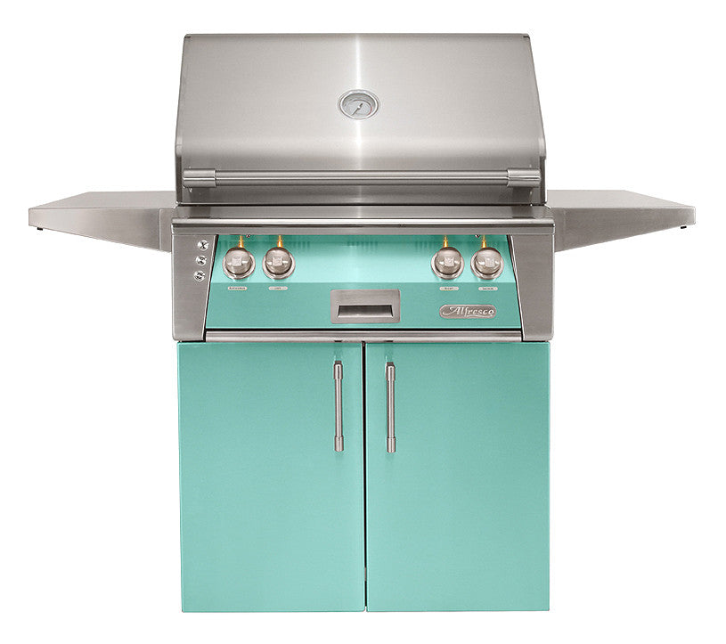 Alfresco - 30" ALXE Luxury Grill On Cart - Freestanding - Light Green