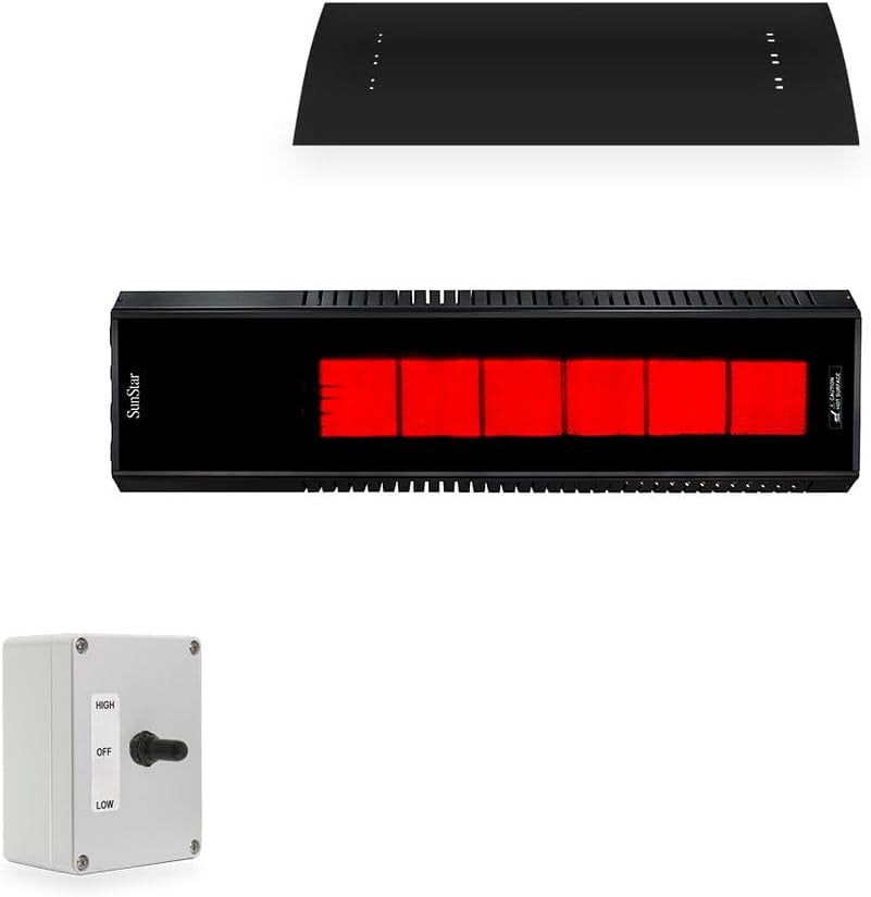 SunStar SGL Series 48" Two-Stage 50,000 BTU Natural Gas Infrared Patio Heater with Fixed Mounting Kit and Wireless Remote Control