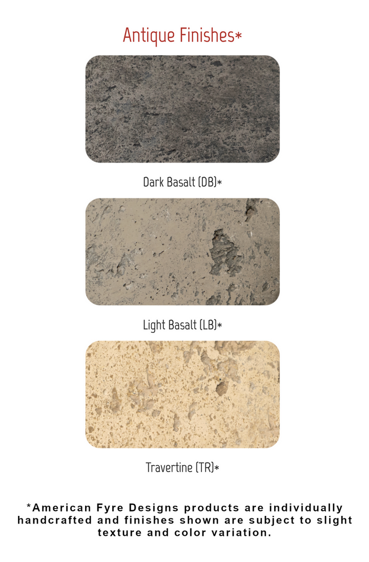 American Fyre Designs - Milan Low Linear - Lounge Height Firetable - Antique colors