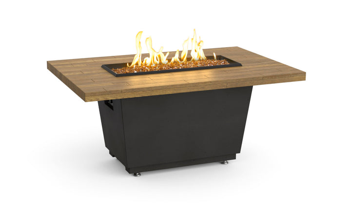 American Fyre Designs - Reclaimed Wood Cosmopolitan Rectangle - Chat Height Firetable - French Barrel Oak