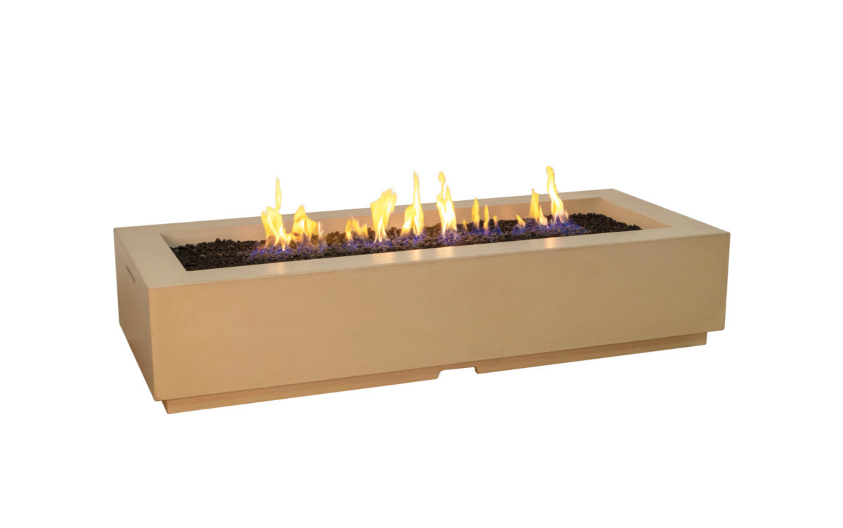 American Fyre Designs - Louvre Long Rectangle Fire Pit - Café Blanco with Lava Granules