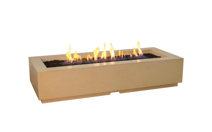 American Fyre Designs - Louvre Long Rectangle Fire Pit - Café Blanco with Lava Granules